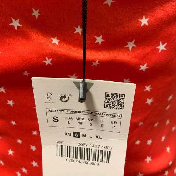 NWT ZARA Bodysuit Lace Up Satin Effect Red & White Stars Sleeveless High Cut S - Picture 11 of 11